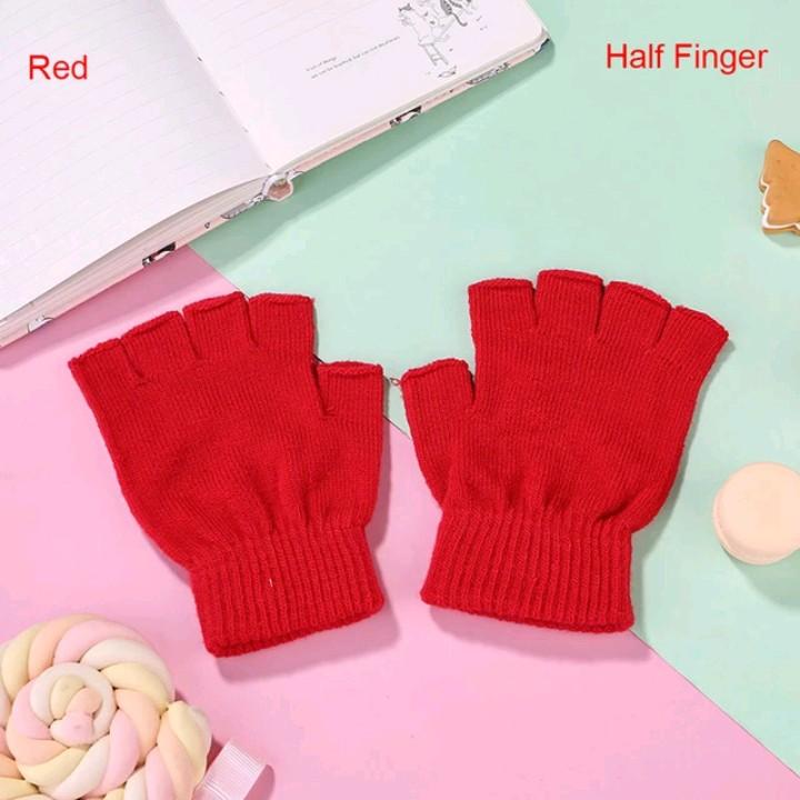 Sarung Tangan Rajut Half Finger Unisex Nyaman / Aksesoris Fashion Pelindung Kulit Gloves 2