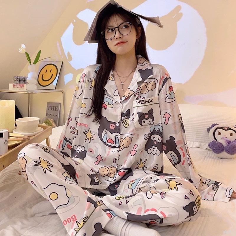 Đồ bộ pijama nữ mặc nhà dài tay quần dài hoạt hình dễ thương Kate thô (msp01)  ngủ  hello  kitty  đồ  cổ  vuông Combo sịp DéP Sục Hở do  bolatin  bánh  bao đũi  xốp 0
