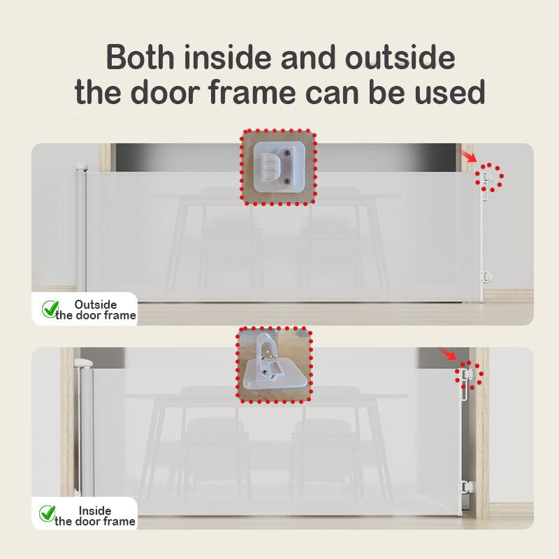 Product Introduction of SG No Drill Retractable Baby Safety Gate with Lock / Universal Adjustable Width Pets Gate 5