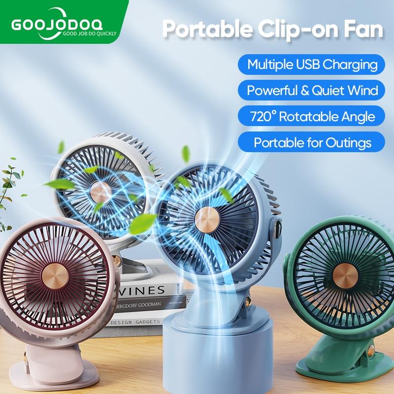 Quạt kẹp GOOJODOQXoay 360 Độ USB Có Thể Điều Chỉnh 3 Tốc Độ Sạc cầm tay để bàn kích thước mini nhỏ gọn tiện lợi Phụ Kiện