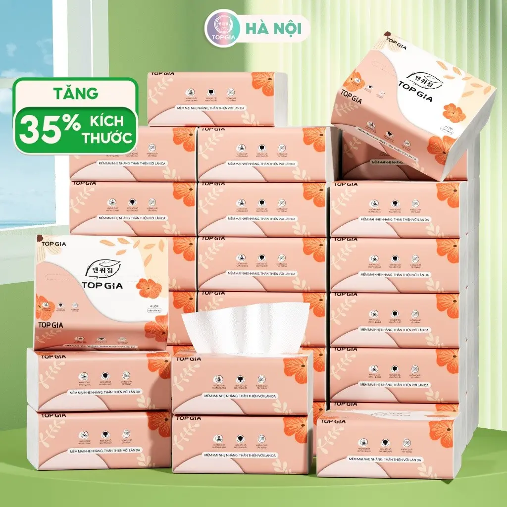 {HOTDEAL} (BAO BÌ MỚI) Giấy ăn rút Top Gia Sắc Hạ thùng 36 gói, khăn giấy rút cao cấp 4 lớp dập vân 4D dày dặn Giấy Vệ Sinh Giấy Vệ Sinh