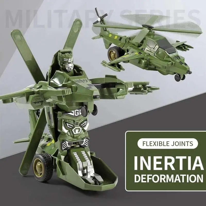 Transforming Plane Helicopter Collision Deformed Children's Day Birthday Gift Puzzle Military PK Toy Robot gunship