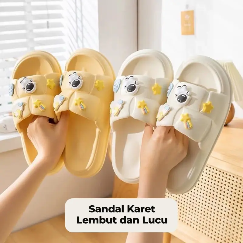 Dejavu Sendal Wanita Jelly Karet Sandal Korean Style Sandal Slop Flat Rumahan Empuk Elastis Sendal Anti Slip HSN109 7