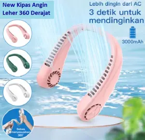 Kipas Leher Mini Fan Neck Elektrik Kipas Angin Leher Portable USB Plastik