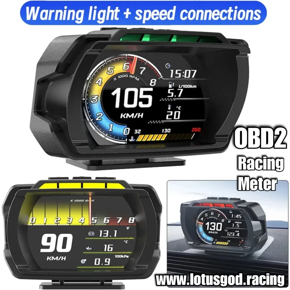 OBD2 Digital Hud Vsd Car Head Up Display On Board Computer Clock Slope Gps Speedometer OBD Diagnostic Tools Instrument Cluster Racing Speed Meter