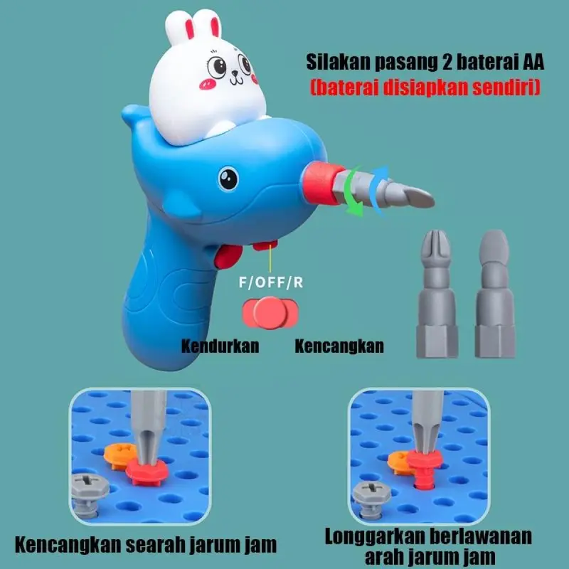 351pcs Block City Kotak Peralatan Sekrup Simulasi/ 3D DIY Brick Baut Koper Sekrup Pakit Bongkar Electric Drill Mainan/Pembongkaran Manual Bor Listrik DIY/Bor Obeng Listrik Mur Sekrup Merakit Membongkar/sekrup Perbaikan/Kotak Puzzle Sekup/Mainkan Mainan Ko 2