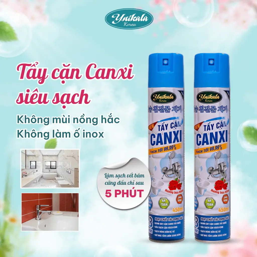 Chai xịt tẩy cặn canxi nhà tắm nhà bếp Ynikala 450ml