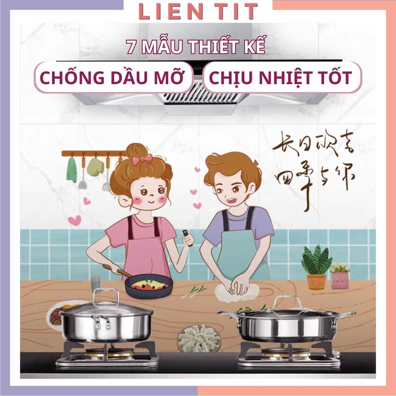 Giấy dán bếp 60 x 90cm chống dầu mỡ, chịu nhiệt tốt, Decal dán tường, Tranh dán bếp Decor Phòng bếp