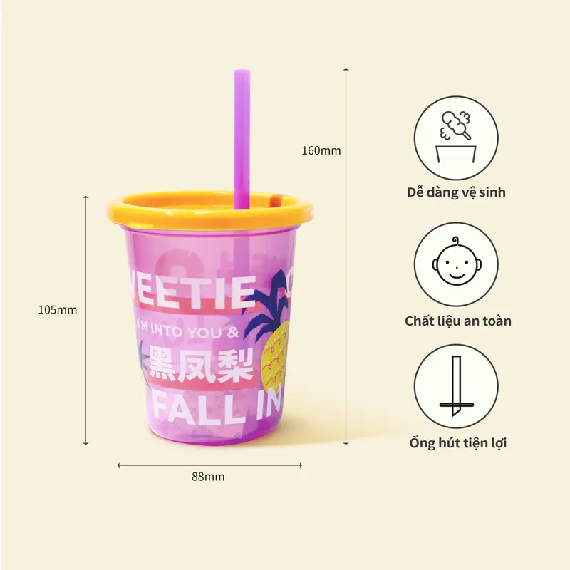 Bộ 3 cốc uống nước cho bé LUSN - Sáng tạo - Cốc nhựa trong 300ml - Heha Vietnam 1