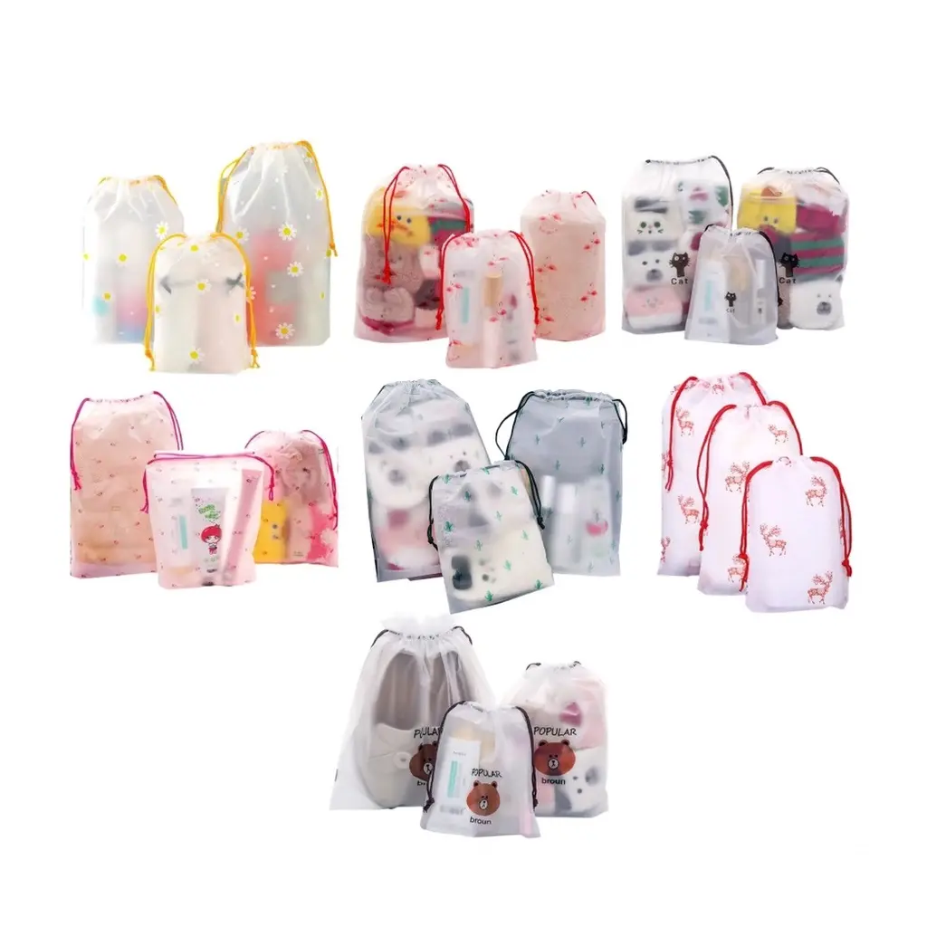 Travel Pouch Organizer Serbaguna Tas Serut Kosmetik Motif Anti Air