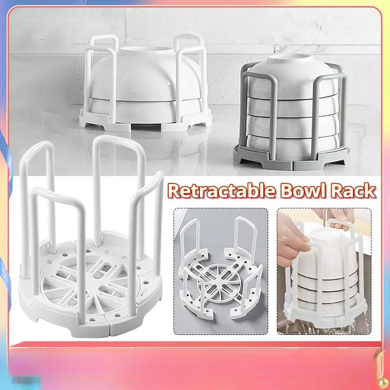 Retractable Bowl Rack Simple Expandable Desktop Bowl Organizer ...