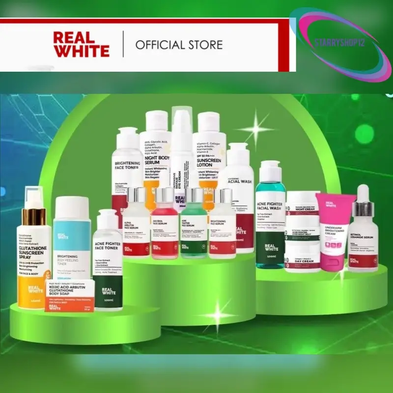 Real White Original Niacinamide Brightening Face serum Alpha Arbutin Serum Aha bha peeling toner dan serum night cream collagen vit c day cream intensive repair eye cream  toner face wash body realwhite retinol ceramide drying mini underarm 0