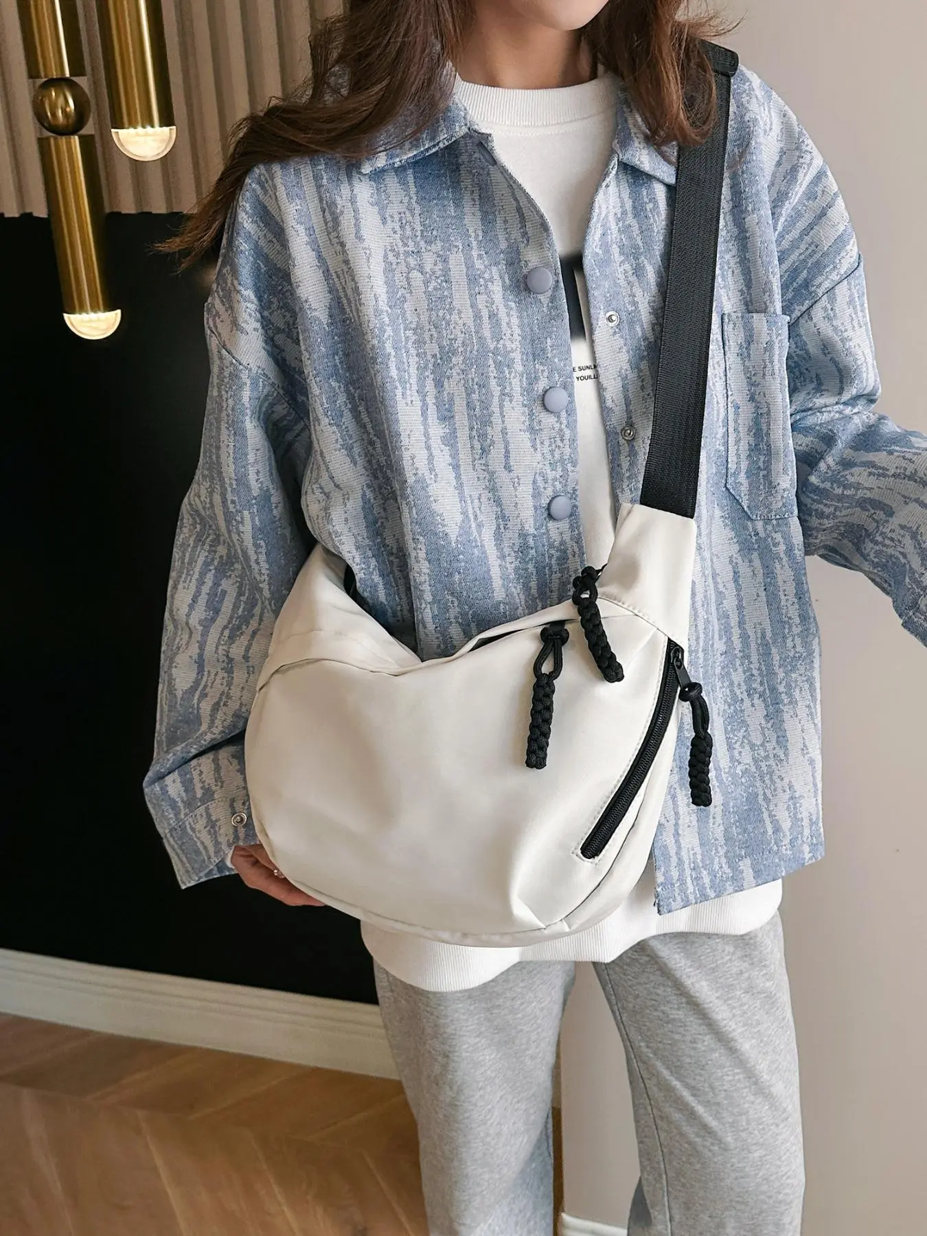 Women's Casual Plain Color Crossbody Bag, Fashionable Zipper Large Capacity Hobo Bag for Daily Life, Casual Trendy Versatile Commuting Bag Purse for Women & Girls