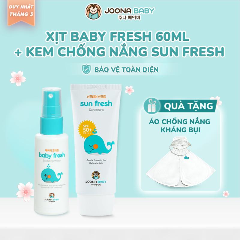 [LIVESTREAM - TẶNG ÁO CHỐNG NẮNG KHÁNG BỤI] Combo xịt khuẩn Baby Fresh 60ml và kem chống nắng Sun Fresh 50ml - JOONA BABY Việt Nam