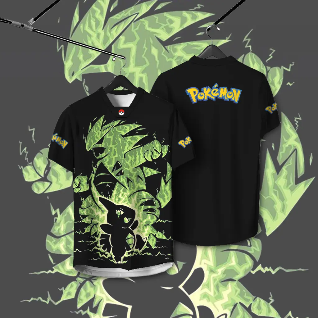 2025 New Pokémon Print Design Pikachu Evolution Charmander Squirtle Bulbasaur Quick-drying Fully Sublimated Microfiber Sports Short-sleeved T-shirt