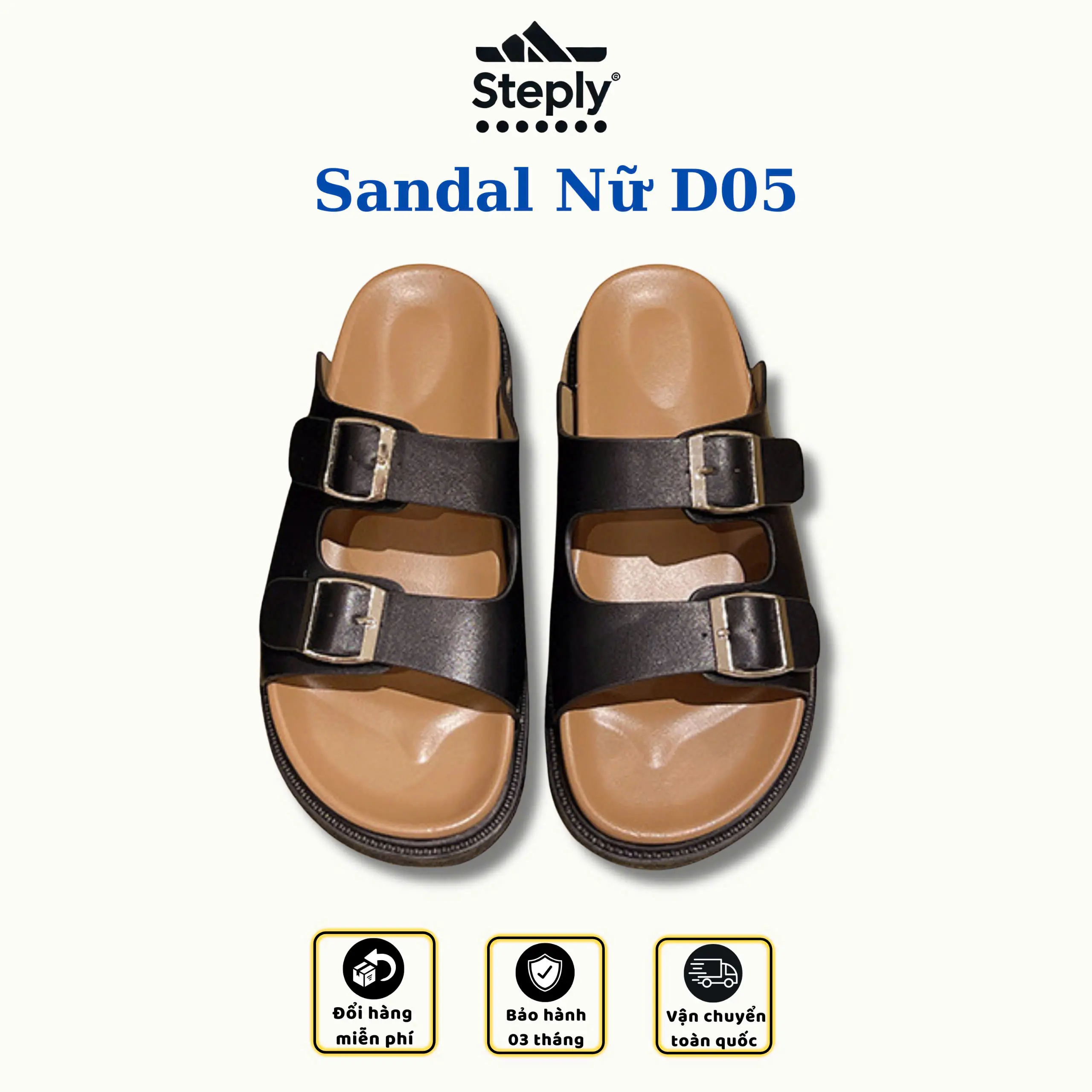 Dép Lê Nữ Quai Ngang Khuy Cài Thời Trang Steply D05