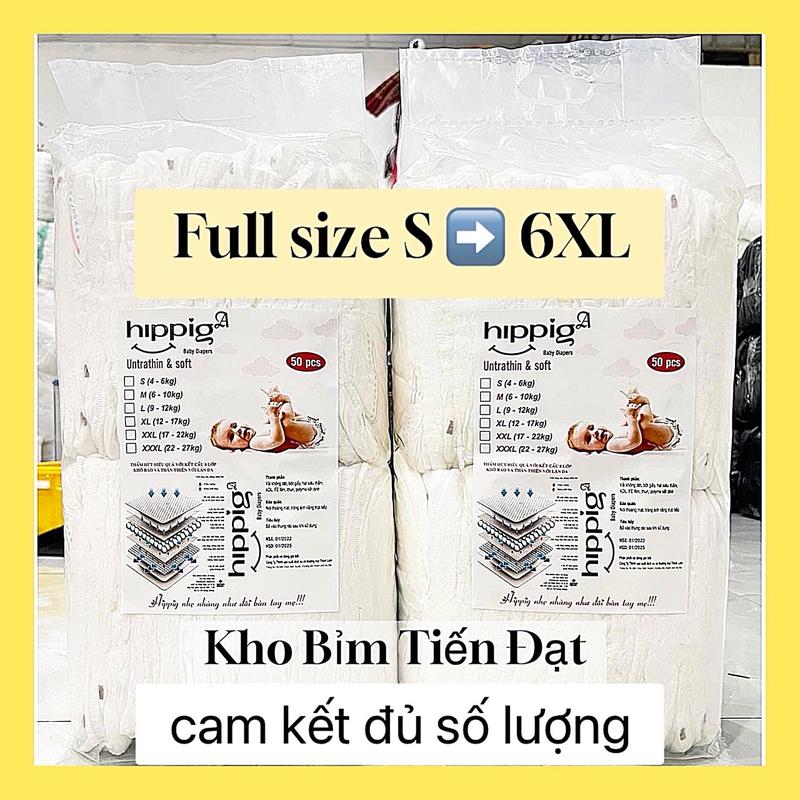 Combo 100 Miếng Tã, Bỉm HIPGIG A Quần/Dán TrầnFREESHIP Bỉm Xuất Nhật NANO/HANA/HIPGIG Size S đến 8XL Cho Bé