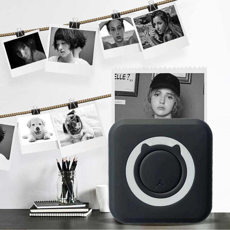Portable Mini Thermal Printer, 1 Set Wireless Photo Printer with 1 Roll Paper, Pocket Inkless Multi-function Instant Photo Printer, Rechargeable Label Printer 3