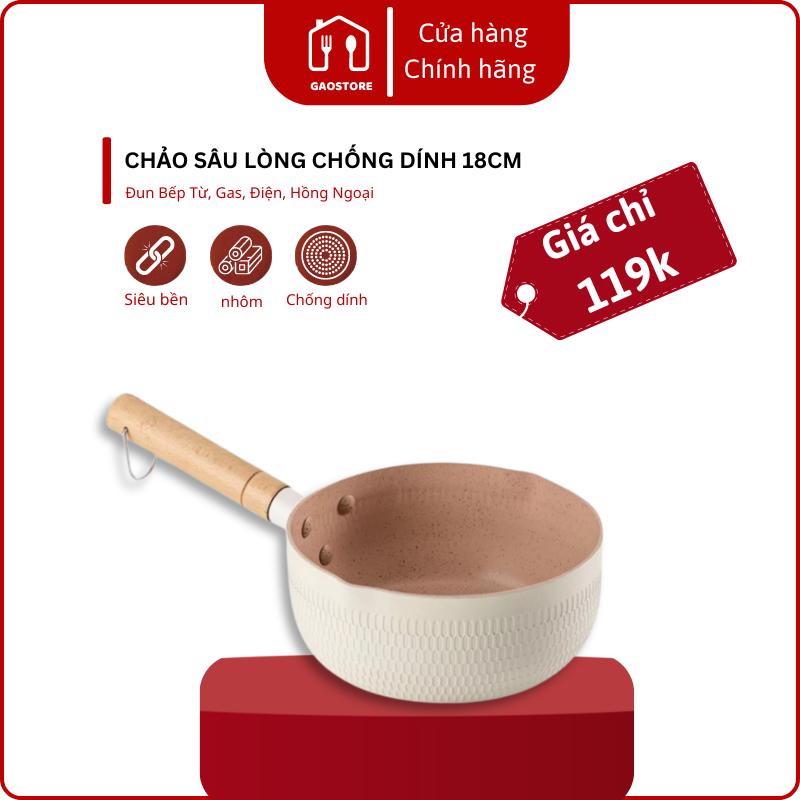 Chảo Chống Dính Sâu Lòng Hàn Quốc 18cm Siêu Bền Dùng Cho Mọi Loại Bếp ( Bếp từ , bếp gas , bếp điện) chao  chong dinh
