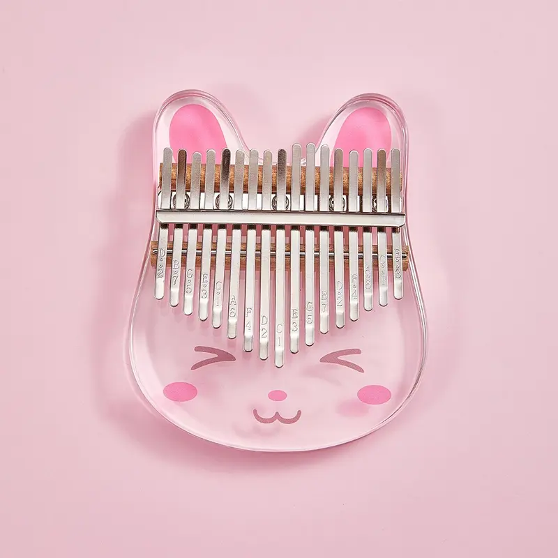 Đàn kalimba pha lê trong suốt hình thỏ hồng siêu iu- Tặng quà 6 món Đồ Chơi Toy Phát Nhạc Loa 1