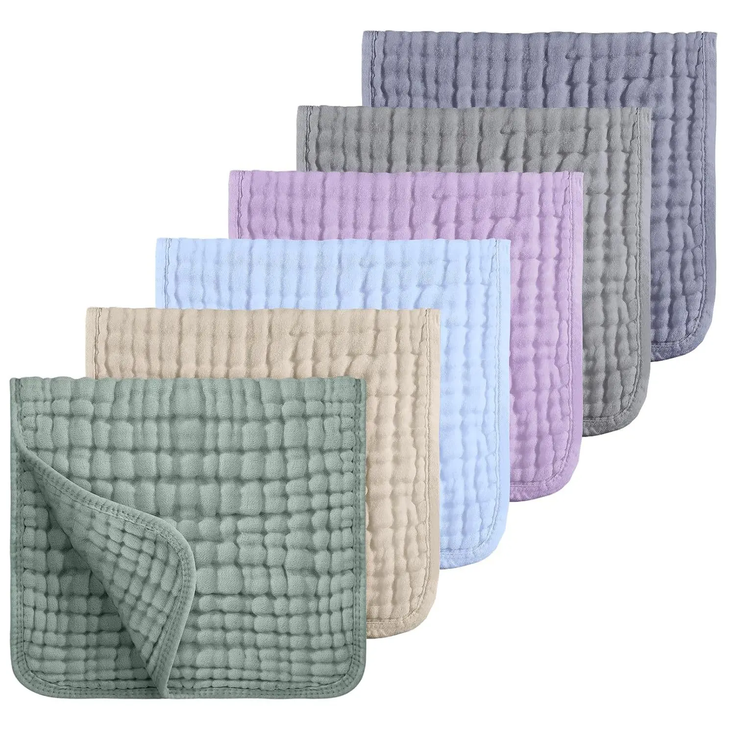 Amazon Cross-Border Six-Layer Gauze Burp Cloth Pure Cotton Baby Saliva Towel Newborn Spit-Up Towel Edged Towel