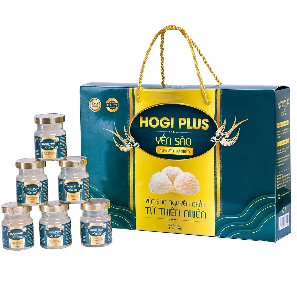Hộp 6 lọ yến sào nguyên chất HOGI Plus 40% yến - Hương vị thơm ngon
