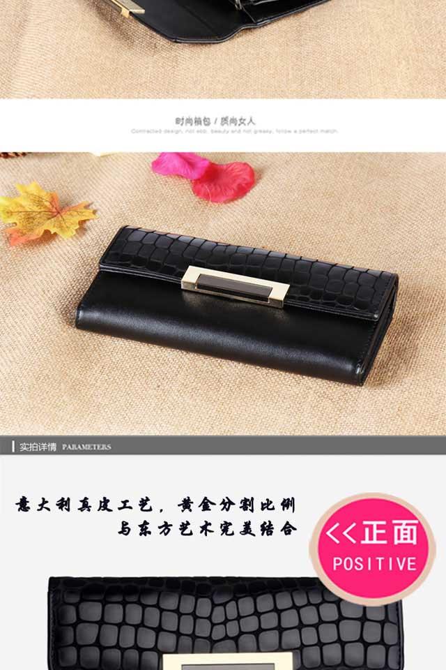 Product Introduction of Dompet Kulit Tulen, untuk Wanita, Panjang, Berbilang fungsi, Tiga Lipat, Diperbuat daripada Kulit Lembu, Gaya Korea, Saiz Besar, dengan Gesper, Fesyen 6