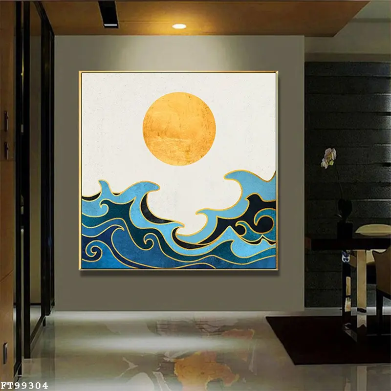 Tranh canvas treo tường biển và mặt trời decor 70 x 70 cm Treo Phòng Phòng Khách Decor Tường 2