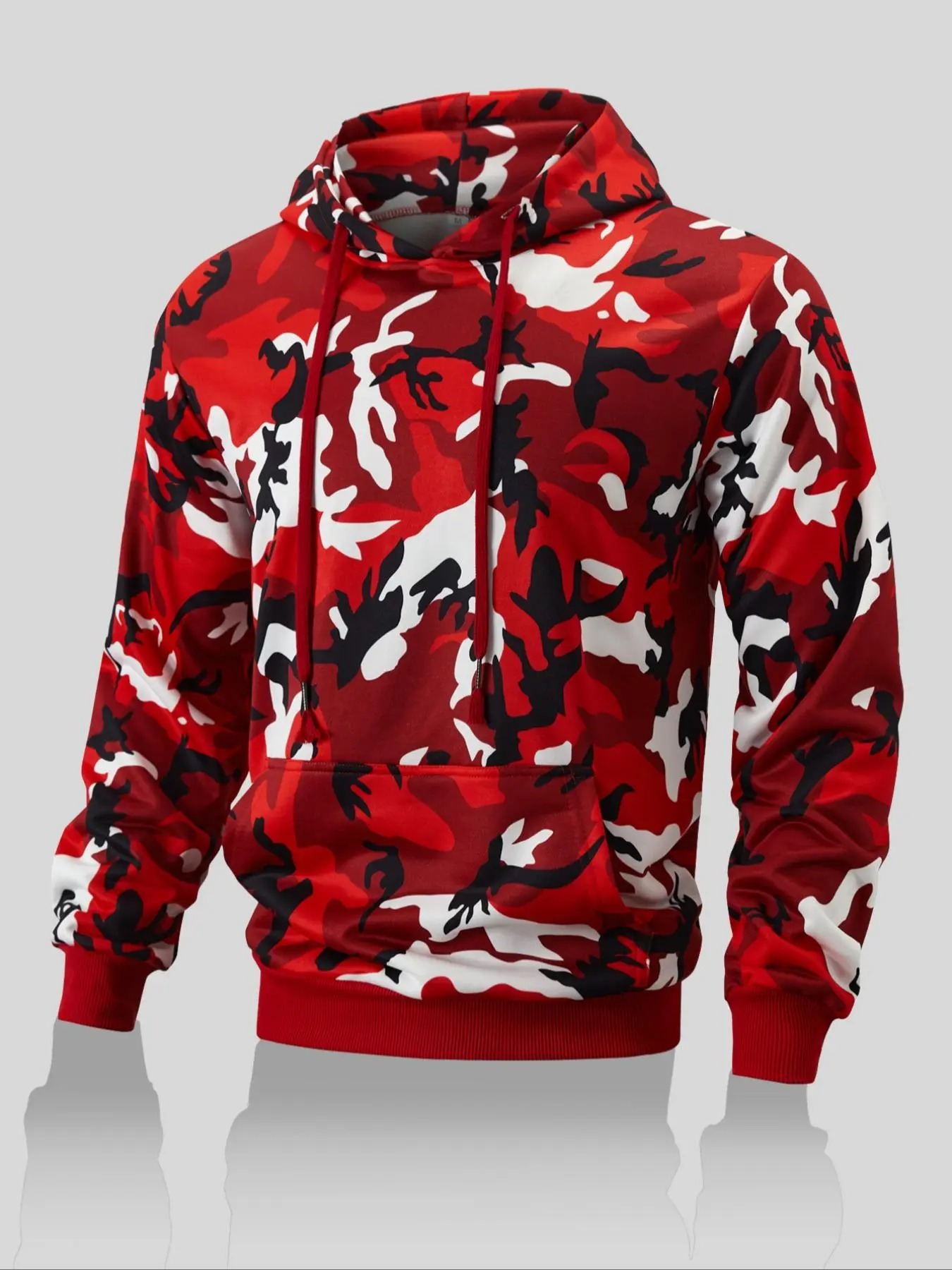 Men's Camo Print Drawstring Hoodie, Casual Regular Fit Pocket Hooded Sweatshirt for Daily Wear, Men's Clothes for All Seasons