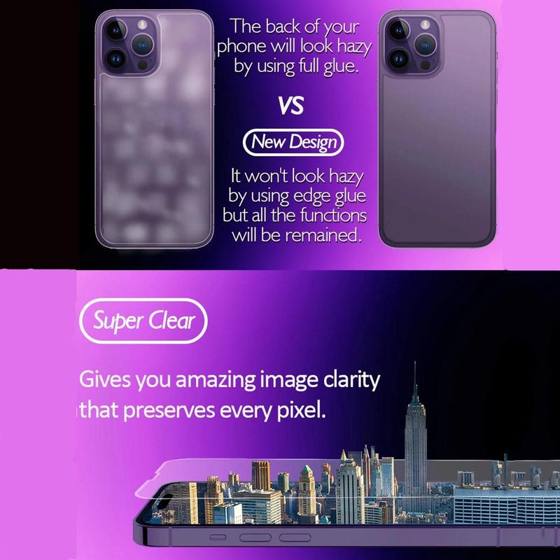Full Coverage Phone Screen Protector, 2 Counts Screen Protector, HD Clear Phone Screen Protective Film & Back Screen Protector, Phone Accessories for iPhone 15 Pro Max 4