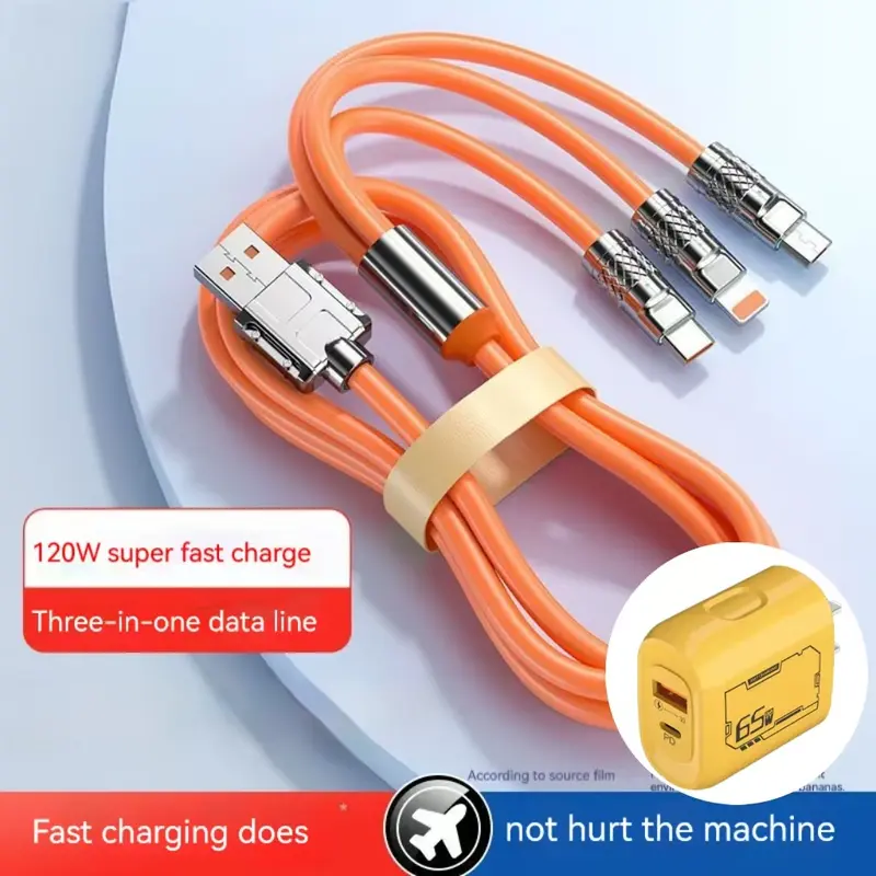 Bộ sạc siêu nhanh, 65W, cổng kép, cáp sạc ba trong một 1
