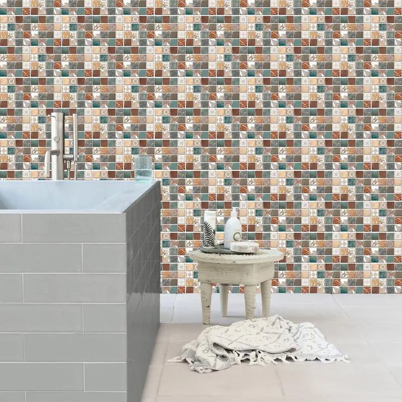 Retro Pattern Tile Sticker, Waterproof Self-adhesive Tile Sticker, Durable Kitchen Wall Sticker, Wall Decor for Home Kitchen Bathroom 2