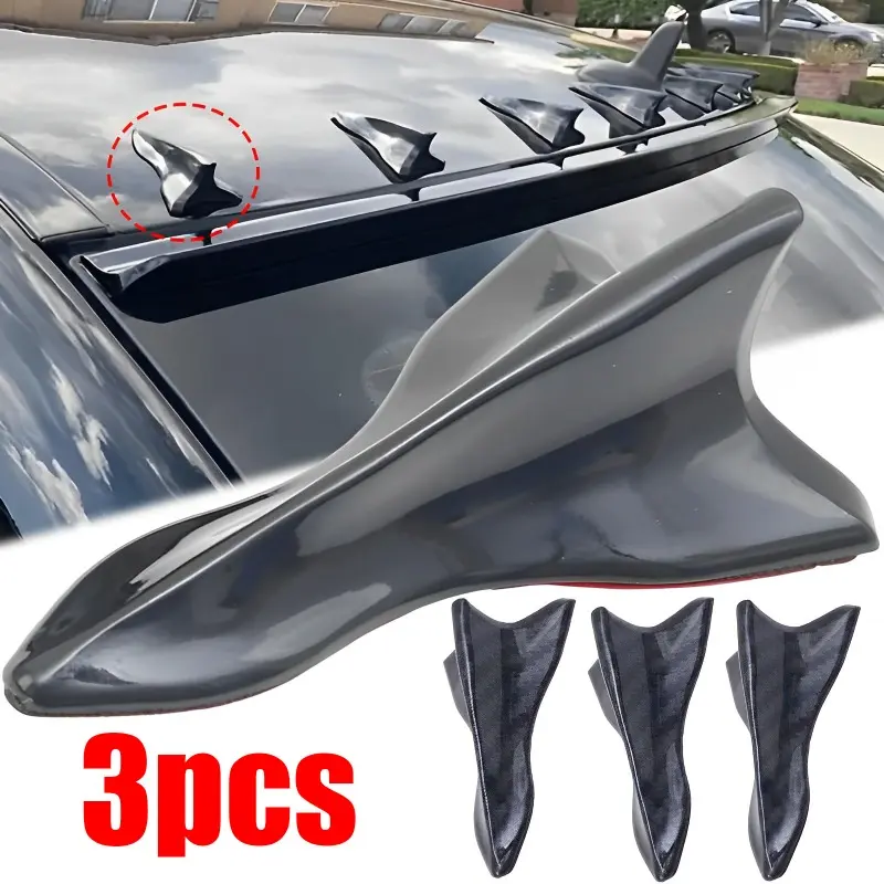 Carbon Fiber Design-Looking Color Vortex Generator Flexible PP EVO-Style Roof Shark Fins Spoiler Wing Kit