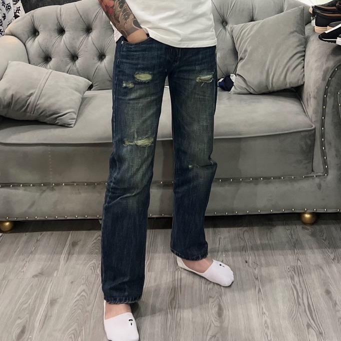 Quần ống suông rách vá hàng cao cấp QC Nam Jean