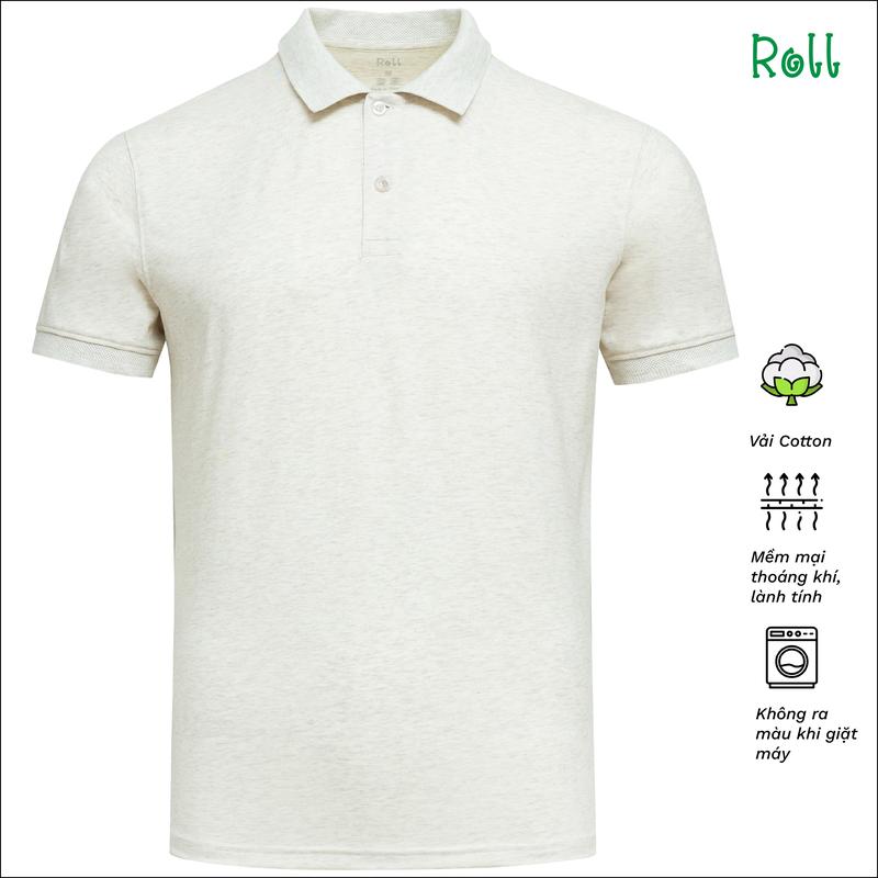  Áo polo nam Roll màu trắng melange chất xịn mềm mại lành tính không bai xù form chuẩn dễ mặc trẻ trung Menswear Ngắn Tay Có Cổ Shirt 