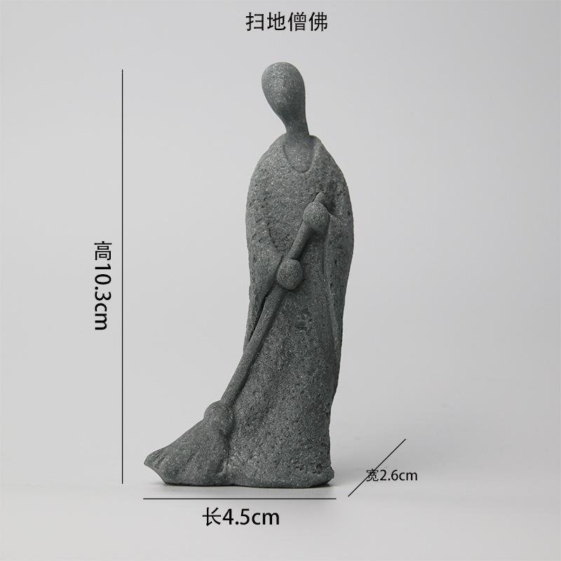 Tượng Tôn Ngộ Không, Sư Quét Lá, Sư Thiền Bái Đá Sa Thạch Trang Trí Tiểu Cảnh, Bonsai, Bàn Trà Decor Decor Phòng Đồng 8