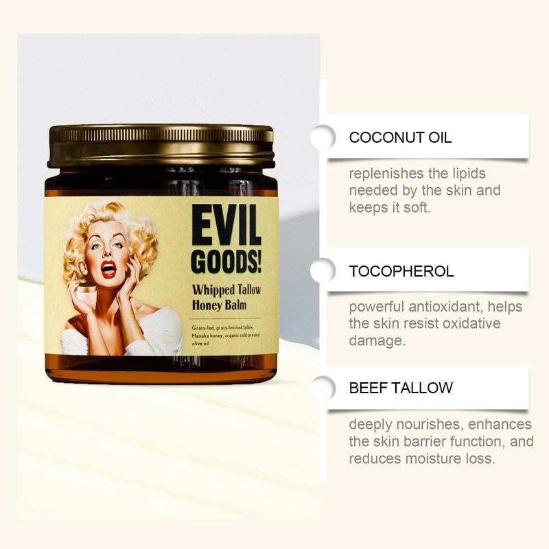 Product Introduction of EVIL GOODS! Whipped Beef Tallow & Manuka Honey Organic Nourishing Face Cream, Moisturizer, Body Lotion, Skin Care and Lip Balm Hydrating Moisturizing 0