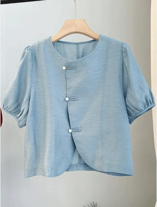Áo đũi nữ SP12, cổ tròn, tay bồng nhẹ, 7 màu thời trang, Women Top SP12 5