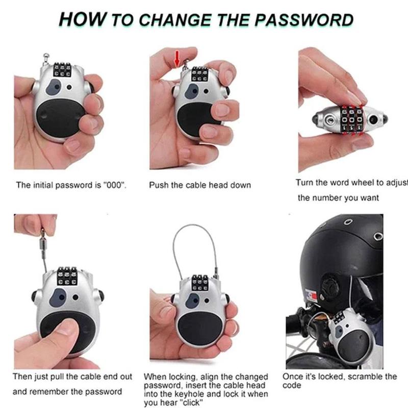 Product Introduction of Steel Wire Retractable Cable Lock for Motorcycle Helmets with Code Combination Security S3Y8 32