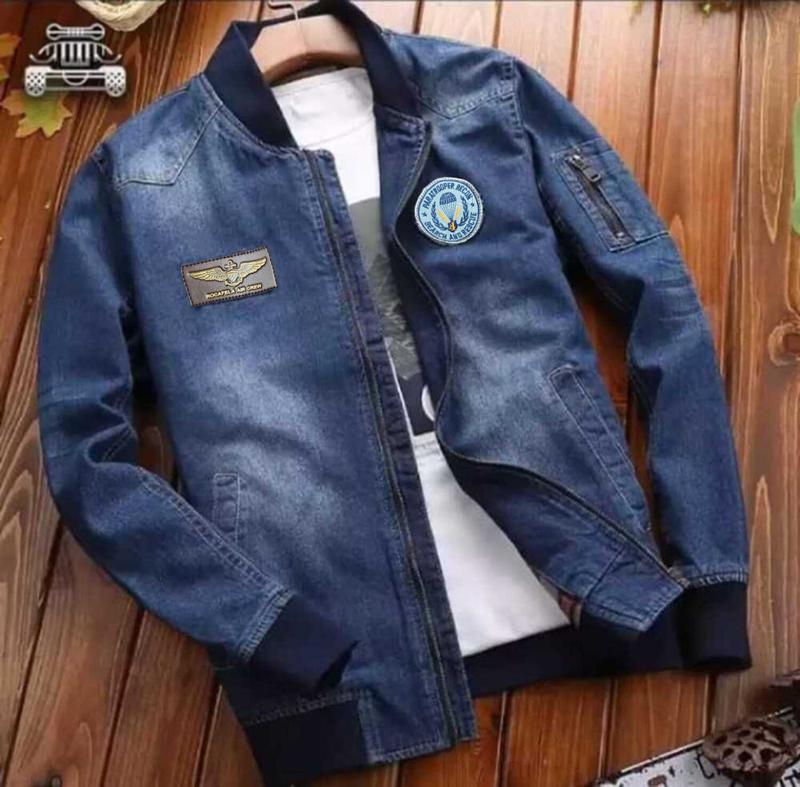 Product Introduction of JAKET BOMBER MODEL  BORDIRAN SIMPLE VARIAN WARNA BIRU TUA & BIRU MUDA Denim Jeans Nyaman Panjang Pria Top Distro Keren Atasan Casual 48