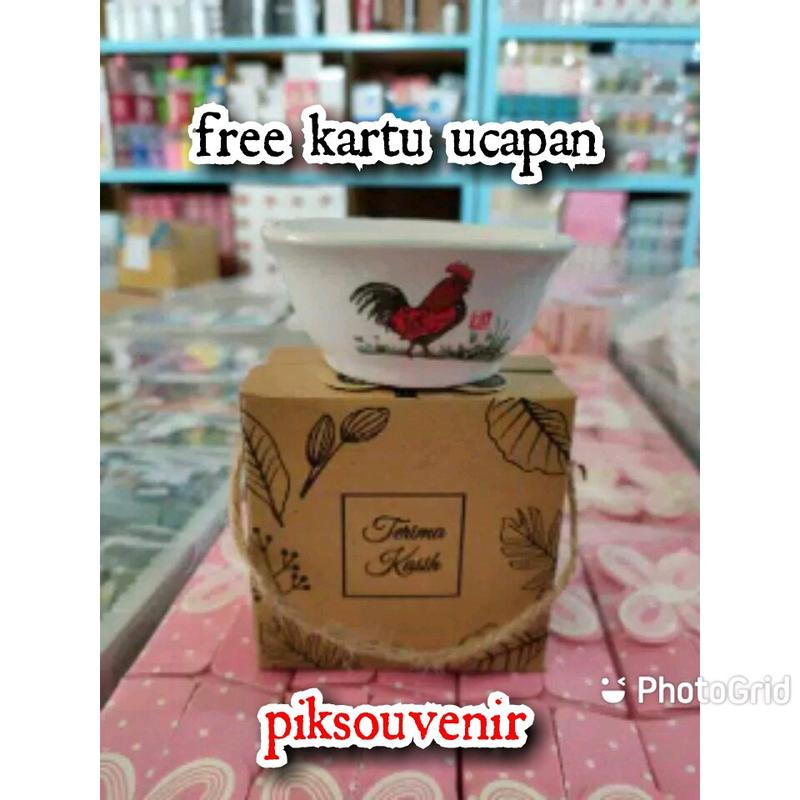 ( isi 12 pcs) Mangkok ayam jago kemasan box rustic souvenir hadiah/souvenir antik Pernikahan 0