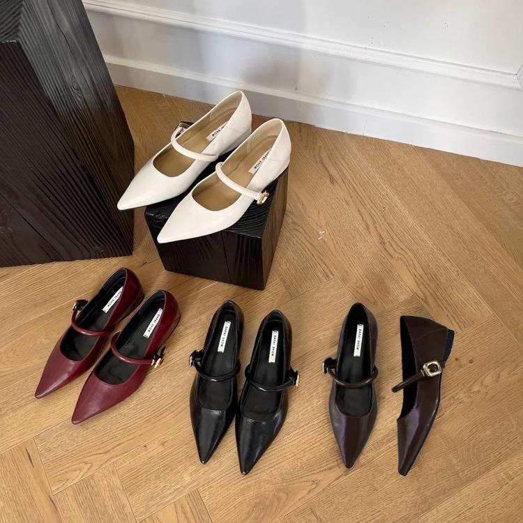 MEYBANNI - C123 - GIÀY BÚP BÊ MŨI NHỌN ĐỘN ĐẾ TRONG QUAI NGANG PHỐI KHÓA TO