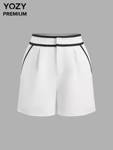 YOZY Women's Colorblock Shorts, Casual Comfy Breathable Shorts for Daily Wear, Ladies Bottoms for Summer