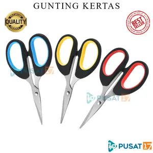 PUSAT17 GUNTING KERTAS SERBAGUNA GUNTING SEKOLAH KANTOR GUNTING KERTAS WARNA MIX HITAM GUNTING WARNA GUNTING STAINLESS STEEL OFFICE SCISSORS