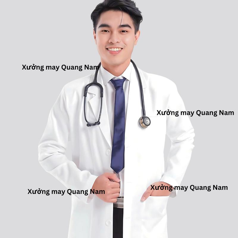 Áo Blouse Bác Sĩ Dài Tay Cao Cấp, Vải Cotton Dày Dặn - Dáng Dài Nam/Nữ - Đồng Phục Y Tế ,Bộ quần áo y tế, Áo blue dược sĩ, Áo blouse Menswear
