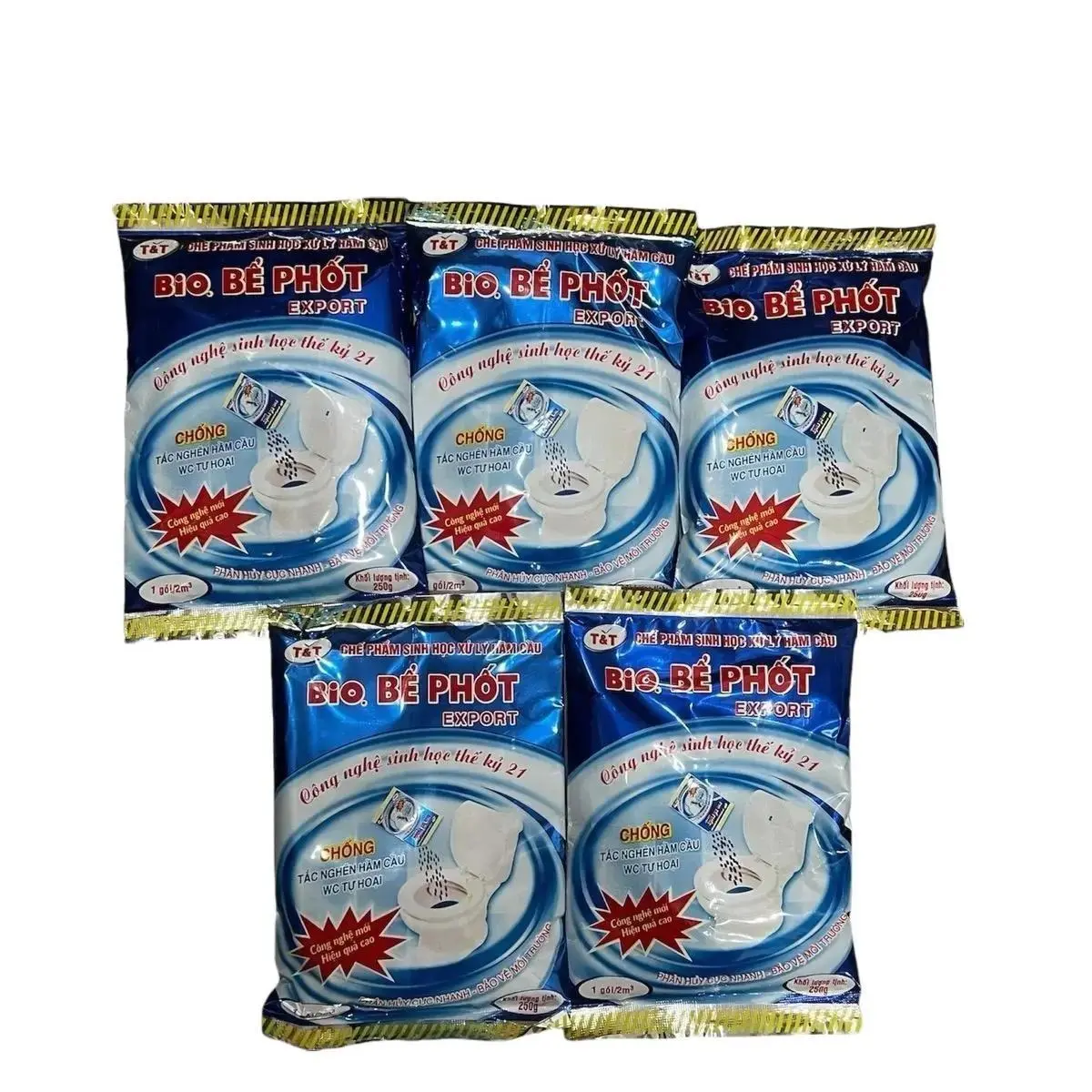 Combo 5 Túi Men Vi Sinh Xử Lý Bể Phốt, Tik Tak 250 gr , Không Dùng Hút Bể Phốt, Khử Mùi Hôi Hầm Cầu , Hết Tắc Nghẽn Bể Phốt Làm Sạch