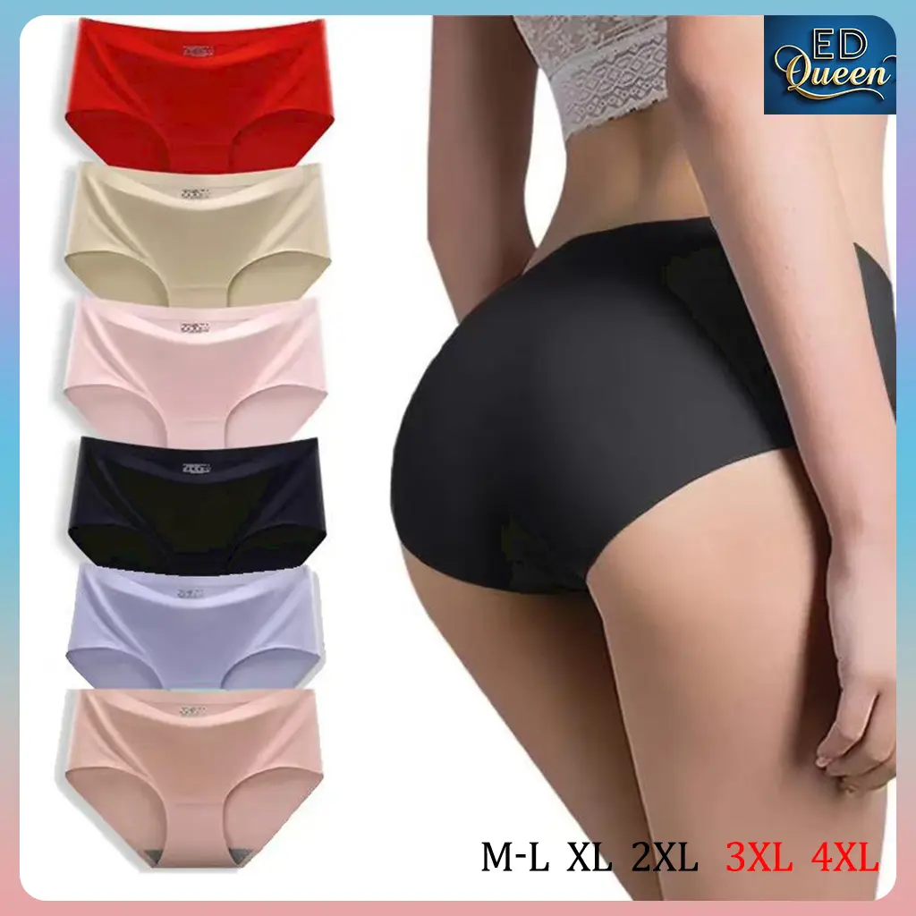 6 Pcs Seamless Ice Silk Panty 12Pcs For Women Soen Underwear Panty Underwear Seamless M-4XL[COD]