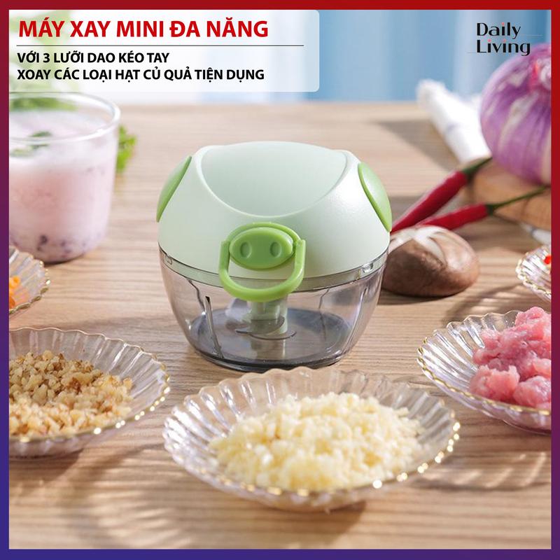 Máy Xay Mini Đa Năng Tạo Hình Đầu Lợn Với 3 Lưỡi Dao Kéo Tay Xay Các Loại Hạt Củ Quả Tiện Dụng