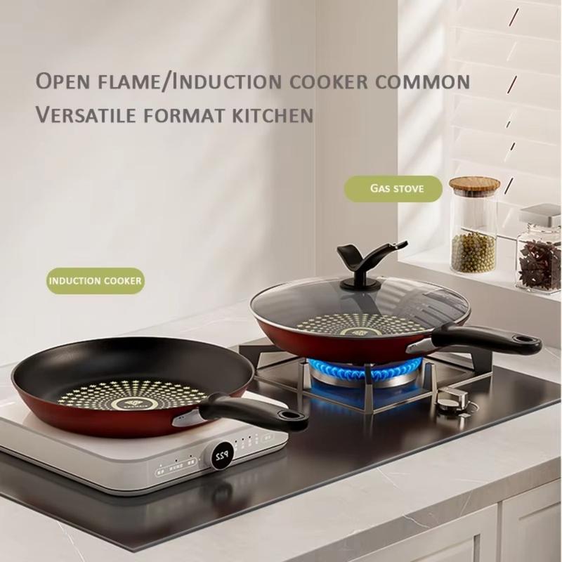 Product Introduction of New Non-Stick Pan with Lid Easy to Clean Frying Pan Multi-functional Iron Fried Steak Pot Gas Induction Cooker 17