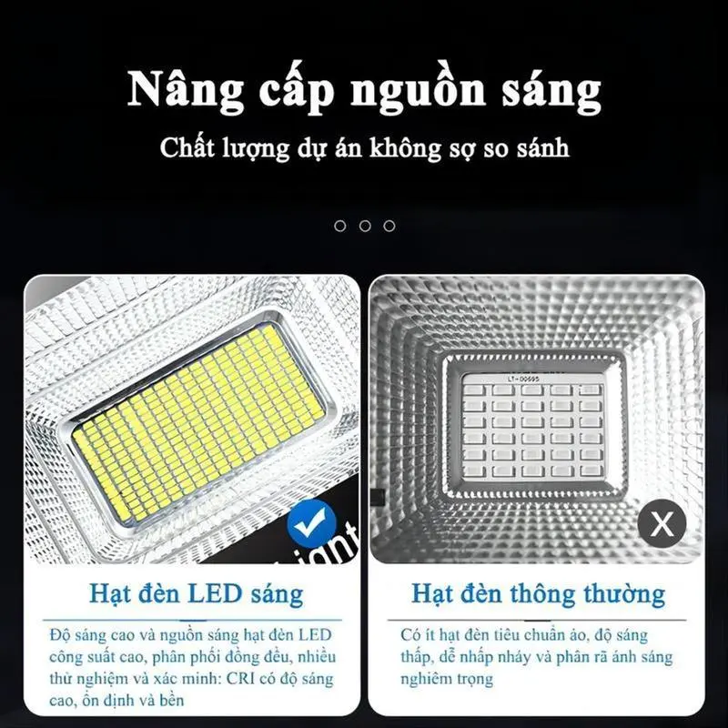 Đèn năng lượng mặt trời 1500WChống nước  Chip led 5730, Sáng 6-8 tiếng. Không tốn tiền điện, An toàn, tự động bật tắt Bảo hành 5 năm đen  nang dennang  luong tuelam  led denn  lmt 7